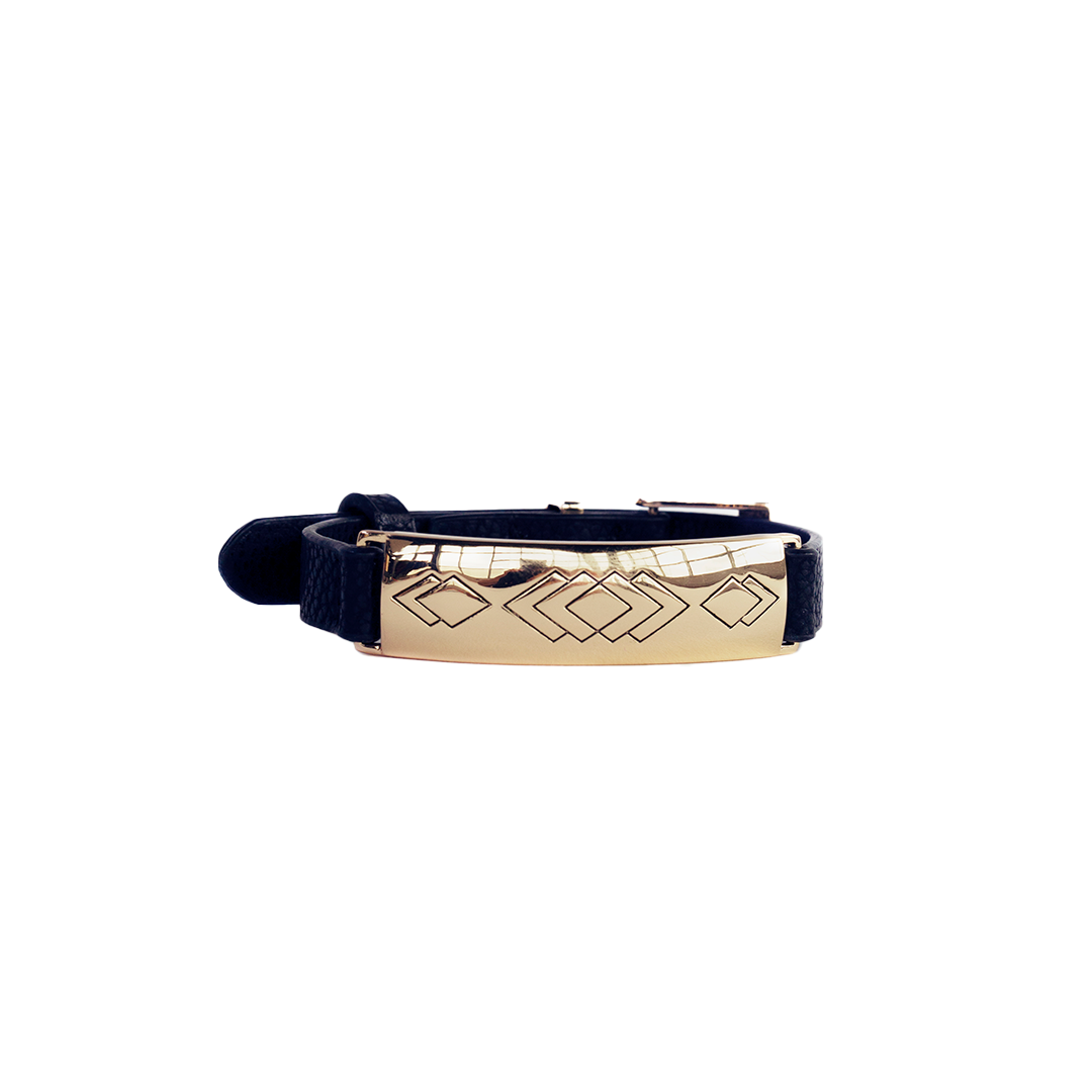 Louis Vuitton Black and Gold Button Brass Bracelet